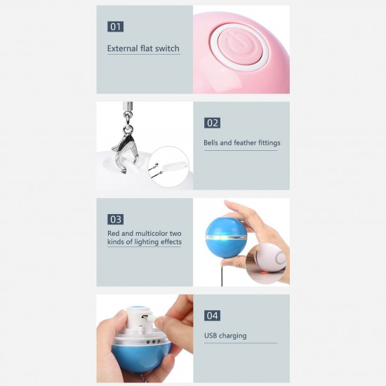 Pet Multicolor Lighting Cat Ball Plaything USB Charge Intelligent Multicolor Scrolling Pet Ball With Feather Pet Multicolor Lighting Cat Ball Plaything USB Charge Intelligent Multicolor Scrolling Pet Ball With Feather