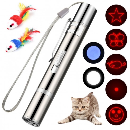 Tease Cat Pen Flashlight Toy Laser LED Pen Light USB Charging 3 Lighting Modes Creative Style Tease Cat Pen Flashlight Toy Laser LED Pen Light USB Charging 3 Lighting Modes Creative Style