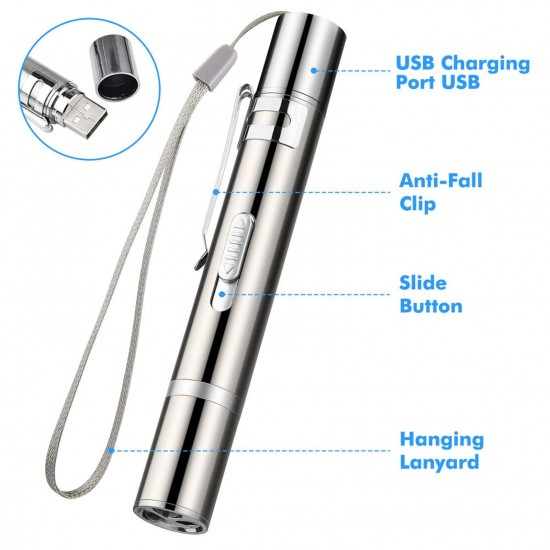 Tease Cat Pen Flashlight Toy Laser LED Pen Light USB Charging 3 Lighting Modes Creative Style Tease Cat Pen Flashlight Toy Laser LED Pen Light USB Charging 3 Lighting Modes Creative Style