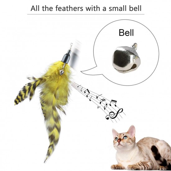 Interactive Cat Feather Toys Retractable Cat Charmer Wand and 5PCS Teaser Refills Worm Bird Feathers Cat Toys for Indoor and Outdoor Cats Kitten Play Chase Exercise Interactive Cat Feather Toys Retractable Cat Charmer Wand and 5PCS Teaser Refills Worm Bird Feathers Cat Toys for Indoor and Outdoor Cats Kitten Play Chase Exercise