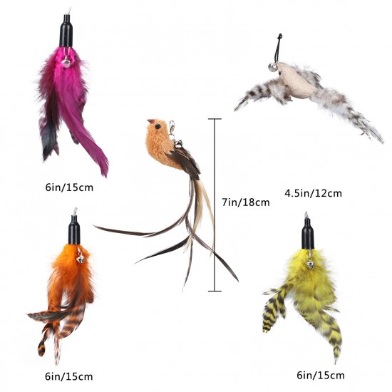 Interactive Cat Feather Toys Retractable Cat Charmer Wand and 5PCS Teaser Refills Worm Bird Feathers Cat Toys for Indoor and Outdoor Cats Kitten Play Chase Exercise Interactive Cat Feather Toys Retractable Cat Charmer Wand and 5PCS Teaser Refills Worm Bird Feathers Cat Toys for Indoor and Outdoor Cats Kitten Play Chase Exercise