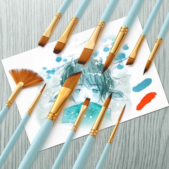 12Pcs Fine Detail Paint Brush Set Double Color Taklon Hair Paintbrushes for Miniature Acrylic Oil Watercolor Painting Beginner Student Artist Drawing Kits 12Pcs Fine Detail Paint Brush Set Double Color Taklon Hair Paintbrushes for Miniature Acrylic Oil Watercolor Painting Beginner Student Artist Drawing Kits