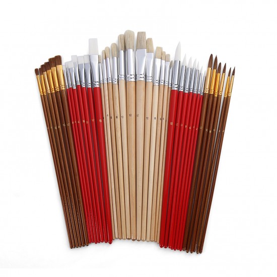 38Pcs Paint Brushes Set PaintBrushes Starter Kit Includes Taklon/ Bristle/ Horse Hair Brushes for Acrylic Oil Watercolor Gouaches Painting Artist Supplies 38Pcs Paint Brushes Set PaintBrushes Starter Kit Includes Taklon/ Bristle/ Horse Hair Brushes for Acrylic Oil Watercolor Gouaches Painting Artist Supplies