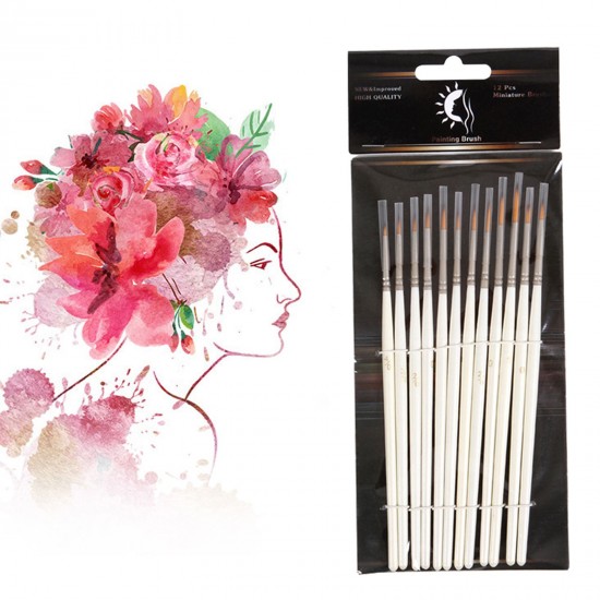 Detail Paint Brush Set Miniature Nylon Hair Paintbrushes for Fine Detailing Acrylic/ Watercolor/ Gouache/ Pigment/ Oil Art Painting, 12Pcs/ Set Detail Paint Brush Set Miniature Nylon Hair Paintbrushes for Fine Detailing Acrylic/ Watercolor/ Gouache/ Pigment/ Oil Art Painting, 12Pcs/ Set