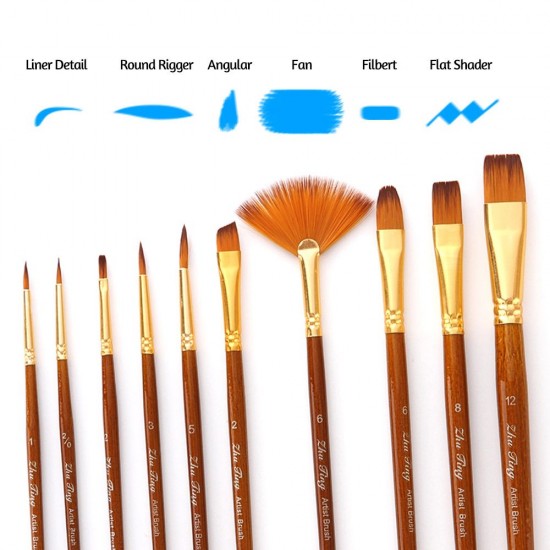 10pcs Paint Brushes Set Kit Artist Paintbrush Multiple Mediums Brushes with Nylon Hair for Artist Acrylic Aquarelle Watercolor Gouache Oil Painting for Great Art Drawing Supplies 10pcs Paint Brushes Set Kit Artist Paintbrush Multiple Mediums Brushes with Nylon Hair for Artist Acrylic Aquarelle Watercolor Gouache Oil Painting for Great Art Drawing Supplies