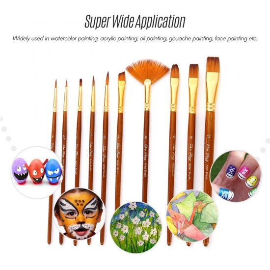 10pcs Paint Brushes Set Kit Artist Paintbrush Multiple Mediums Brushes with Nylon Hair for Artist Acrylic Aquarelle Watercolor Gouache Oil Painting for Great Art Drawing Supplies 10pcs Paint Brushes Set Kit Artist Paintbrush Multiple Mediums Brushes with Nylon Hair for Artist Acrylic Aquarelle Watercolor Gouache Oil Painting for Great Art Drawing Supplies