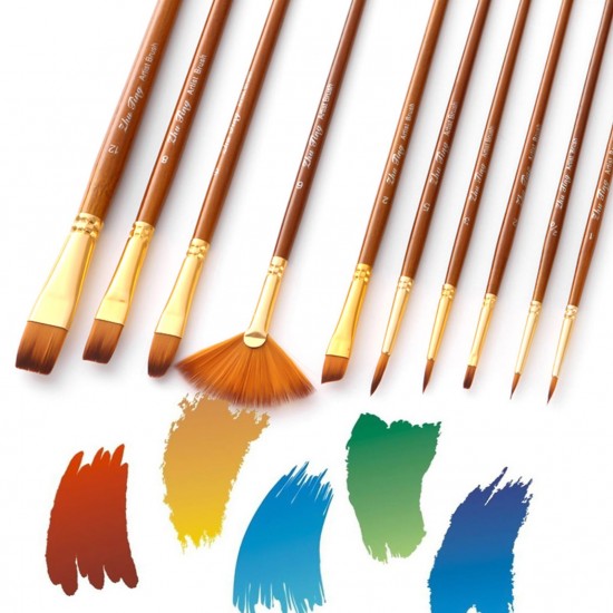 10pcs Paint Brushes Set Kit Artist Paintbrush Multiple Mediums Brushes with Nylon Hair for Artist Acrylic Aquarelle Watercolor Gouache Oil Painting for Great Art Drawing Supplies 10pcs Paint Brushes Set Kit Artist Paintbrush Multiple Mediums Brushes with Nylon Hair for Artist Acrylic Aquarelle Watercolor Gouache Oil Painting for Great Art Drawing Supplies