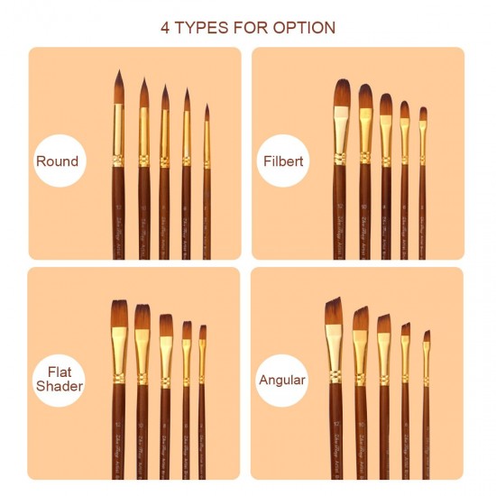 5pcs Paint Brushes Set Kit Round Pointed Tip Brushes with Nylon Hair for Artist Acrylic Aquarelle Gouache Watercolor Oil Painting for Great Art Drawing Supplies 5pcs Paint Brushes Set Kit Round Pointed Tip Brushes with Nylon Hair for Artist Acrylic Aquarelle Gouache Watercolor Oil Painting for Great Art Drawing Supplies