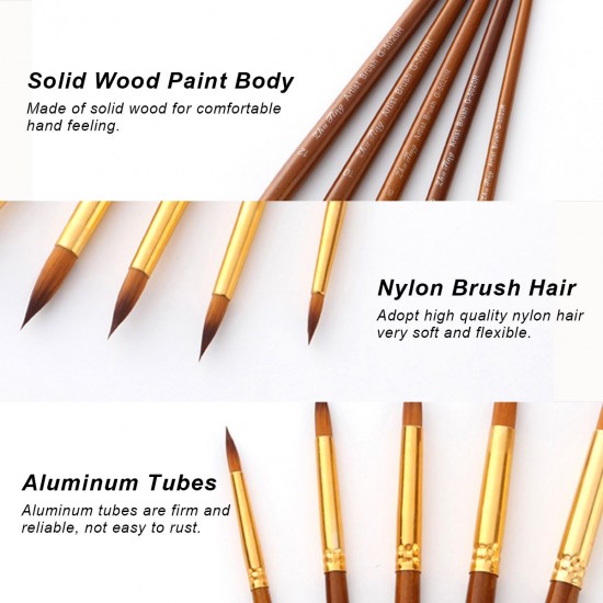 5pcs Paint Brushes Set Kit Round Pointed Tip Brushes with Nylon Hair for Artist Acrylic Aquarelle Gouache Watercolor Oil Painting for Great Art Drawing Supplies 5pcs Paint Brushes Set Kit Round Pointed Tip Brushes with Nylon Hair for Artist Acrylic Aquarelle Gouache Watercolor Oil Painting for Great Art Drawing Supplies