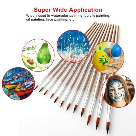 12pcs Paint Brushes Set Kit Round Pointed Tip Brushes with Nylon Hair for Artist Acrylic Aquarelle Gouache Watercolor Oil Painting for Great Art Drawing Supplies 12pcs Paint Brushes Set Kit Round Pointed Tip Brushes with Nylon Hair for Artist Acrylic Aquarelle Gouache Watercolor Oil Painting for Great Art Drawing Supplies