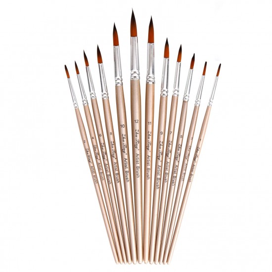 12pcs Paint Brushes Set Kit Round Pointed Tip Brushes with Nylon Hair for Artist Acrylic Aquarelle Gouache Watercolor Oil Painting for Great Art Drawing Supplies 12pcs Paint Brushes Set Kit Round Pointed Tip Brushes with Nylon Hair for Artist Acrylic Aquarelle Gouache Watercolor Oil Painting for Great Art Drawing Supplies