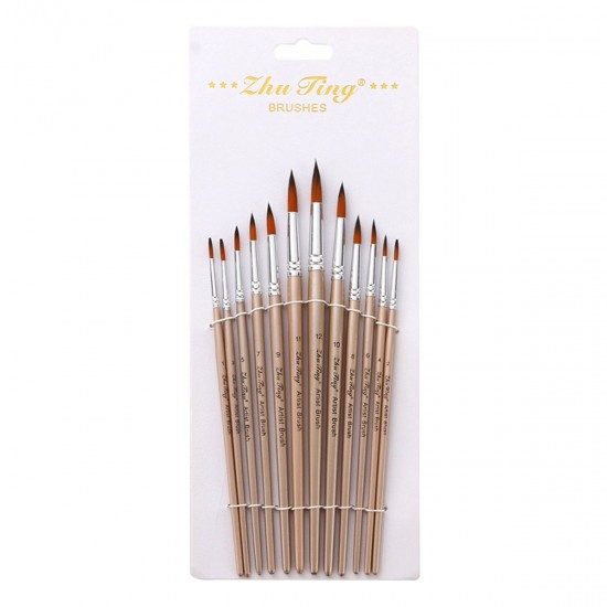 12pcs Paint Brushes Set Kit Round Pointed Tip Brushes with Nylon Hair for Artist Acrylic Aquarelle Gouache Watercolor Oil Painting for Great Art Drawing Supplies 12pcs Paint Brushes Set Kit Round Pointed Tip Brushes with Nylon Hair for Artist Acrylic Aquarelle Gouache Watercolor Oil Painting for Great Art Drawing Supplies