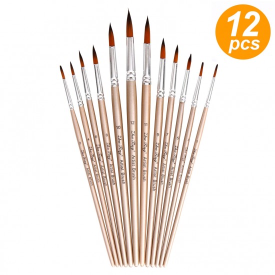 12pcs Paint Brushes Set Kit Round Pointed Tip Brushes with Nylon Hair for Artist Acrylic Aquarelle Gouache Watercolor Oil Painting for Great Art Drawing Supplies 12pcs Paint Brushes Set Kit Round Pointed Tip Brushes with Nylon Hair for Artist Acrylic Aquarelle Gouache Watercolor Oil Painting for Great Art Drawing Supplies