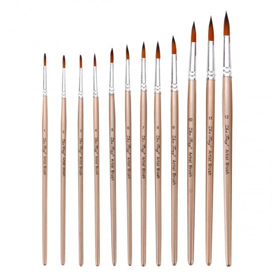 12pcs Paint Brushes Set Kit Round Pointed Tip Brushes with Nylon Hair for Artist Acrylic Aquarelle Gouache Watercolor Oil Painting for Great Art Drawing Supplies 12pcs Paint Brushes Set Kit Round Pointed Tip Brushes with Nylon Hair for Artist Acrylic Aquarelle Gouache Watercolor Oil Painting for Great Art Drawing Supplies