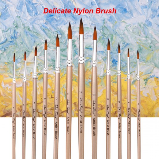 12pcs Paint Brushes Set Kit Round Pointed Tip Brushes with Nylon Hair for Artist Acrylic Aquarelle Gouache Watercolor Oil Painting for Great Art Drawing Supplies 12pcs Paint Brushes Set Kit Round Pointed Tip Brushes with Nylon Hair for Artist Acrylic Aquarelle Gouache Watercolor Oil Painting for Great Art Drawing Supplies