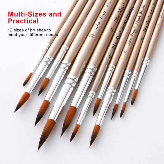 12pcs Paint Brushes Set Kit Round Pointed Tip Brushes with Nylon Hair for Artist Acrylic Aquarelle Gouache Watercolor Oil Painting for Great Art Drawing Supplies 12pcs Paint Brushes Set Kit Round Pointed Tip Brushes with Nylon Hair for Artist Acrylic Aquarelle Gouache Watercolor Oil Painting for Great Art Drawing Supplies