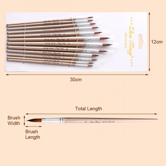 12pcs Paint Brushes Set Kit Round Pointed Tip Brushes with Nylon Hair for Artist Acrylic Aquarelle Gouache Watercolor Oil Painting for Great Art Drawing Supplies 12pcs Paint Brushes Set Kit Round Pointed Tip Brushes with Nylon Hair for Artist Acrylic Aquarelle Gouache Watercolor Oil Painting for Great Art Drawing Supplies
