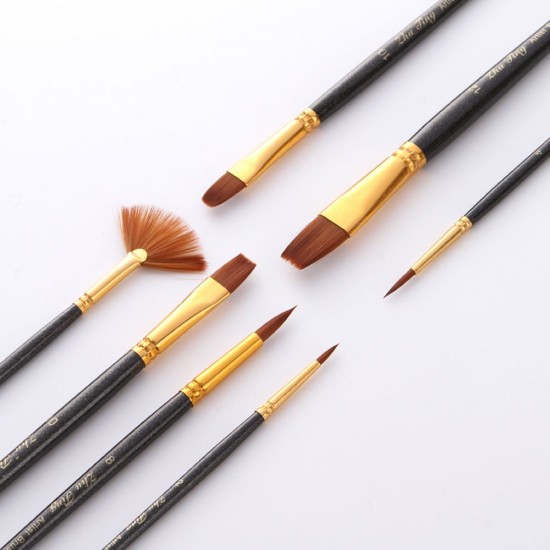 7pcs/set Art Paint Brushes Set Round & Flat & Filbert & Fan Tips Professional Drawing Paintbrushes Nylon Hair Wooden Handle for Watercolor Acrylic Oil Gouache Face Body Painting for Artists Adults Students Beginners 7pcs/set Art Paint Brushes Set Round & Flat & Filbert & Fan Tips Professional Drawing Paintbrushes Nylon Hair Wooden Handle for Watercolor Acrylic Oil Gouache Face Body Painting for Artists Adults Students Beginners