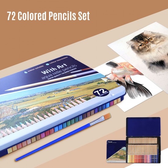 72 Colored Pencils Set Water-soluble Watercolor Pencils 3.3mm Thick Core Blendable Pencils with Brush Metal Storage Case Art Supplies for Students Children Artists Adults Drawing Sketching Writing Coloring Books 72 Colored Pencils Set Water-soluble Watercolor Pencils 3.3mm Thick Core Blendable Pencils with Brush Metal Storage Case Art Supplies for Students Children Artists Adults Drawing Sketching Writing Coloring Books