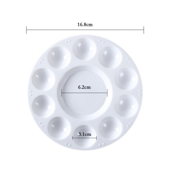 White Plastic Palette Round Shape Paint Tray for Holding and Mixing Colors for Watercolor Acrylic Oil Craft DIY Art Painting White Plastic Palette Round Shape Paint Tray for Holding and Mixing Colors for Watercolor Acrylic Oil Craft DIY Art Painting