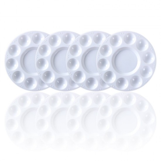 White Plastic Palette Round Shape Paint Tray for Holding and Mixing Colors for Watercolor Acrylic Oil Craft DIY Art Painting White Plastic Palette Round Shape Paint Tray for Holding and Mixing Colors for Watercolor Acrylic Oil Craft DIY Art Painting