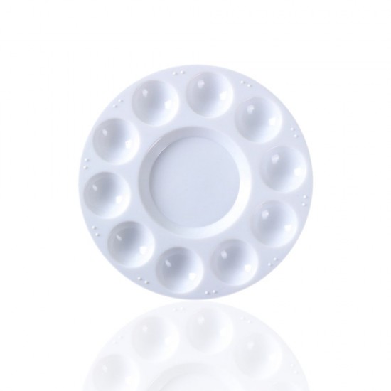 White Plastic Palette Round Shape Paint Tray for Holding and Mixing Colors for Watercolor Acrylic Oil Craft DIY Art Painting White Plastic Palette Round Shape Paint Tray for Holding and Mixing Colors for Watercolor Acrylic Oil Craft DIY Art Painting