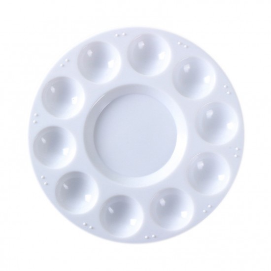 White Plastic Palette Round Shape Paint Tray for Holding and Mixing Colors for Watercolor Acrylic Oil Craft DIY Art Painting White Plastic Palette Round Shape Paint Tray for Holding and Mixing Colors for Watercolor Acrylic Oil Craft DIY Art Painting
