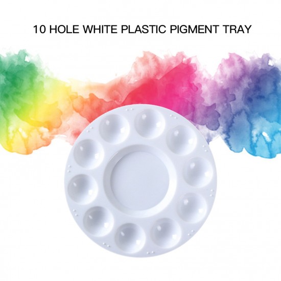 White Plastic Palette Round Shape Paint Tray for Holding and Mixing Colors for Watercolor Acrylic Oil Craft DIY Art Painting White Plastic Palette Round Shape Paint Tray for Holding and Mixing Colors for Watercolor Acrylic Oil Craft DIY Art Painting