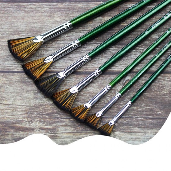 7pcs Paint Brushes Set Fan Brush Nylon Hair Long Wooden Handle Paintbrush for Acrylic Oil Watercolor Gouache Painting Art Supplies 7pcs Paint Brushes Set Fan Brush Nylon Hair Long Wooden Handle Paintbrush for Acrylic Oil Watercolor Gouache Painting Art Supplies