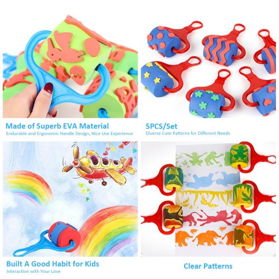 5PCS EVA Roller Rush Painting Sponge Brush Paint Set Kit for Canvas Ceramic Art & DIY Projects Graffiti Home Decoration Present Gift 5PCS EVA Roller Rush Painting Sponge Brush Paint Set Kit for Canvas Ceramic Art & DIY Projects Graffiti Home Decoration Present Gift