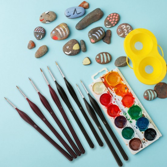 Detail Paint Brushes Set 6pcs Professional Miniature Fine Artist Painting Brushes Nylon Hair Ergonomic Wooden Handle Art Paintbrush for Acrylic Oil Watercolor Nail Face Craft Rock Model Painting Detail Paint Brushes Set 6pcs Professional Miniature Fine Artist Painting Brushes Nylon Hair Ergonomic Wooden Handle Art Paintbrush for Acrylic Oil Watercolor Nail Face Craft Rock Model Painting