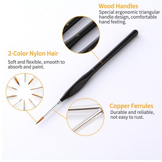 Detail Paint Brushes Set 6pcs Professional Miniature Fine Artist Painting Brushes Nylon Hair Ergonomic Wooden Handle Art Paintbrush for Acrylic Oil Watercolor Nail Face Craft Rock Model Painting Detail Paint Brushes Set 6pcs Professional Miniature Fine Artist Painting Brushes Nylon Hair Ergonomic Wooden Handle Art Paintbrush for Acrylic Oil Watercolor Nail Face Craft Rock Model Painting