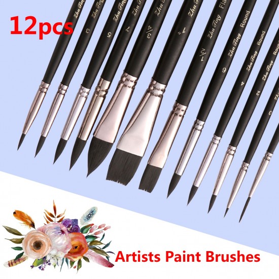 12pcs Professional Paint Brushes Nylon Hair Delicate Wooden Handle Paintbrush Painting Brushes Kit Gift for Artists Children Adults for Acrylic Oil Watercolor Gouache Body Face Miniature Detail Painting Arts Crafts Supplies 12pcs Professional Paint Brushes Nylon Hair Delicate Wooden Handle Paintbrush Painting Brushes Kit Gift for Artists Children Adults for Acrylic Oil Watercolor Gouache Body Face Miniature Detail Painting Arts Crafts Supplies
