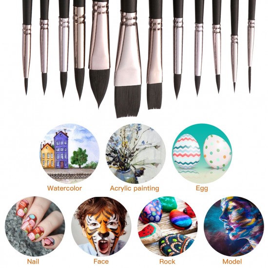 12pcs Professional Paint Brushes Nylon Hair Delicate Wooden Handle Paintbrush Painting Brushes Kit Gift for Artists Children Adults for Acrylic Oil Watercolor Gouache Body Face Miniature Detail Painting Arts Crafts Supplies 12pcs Professional Paint Brushes Nylon Hair Delicate Wooden Handle Paintbrush Painting Brushes Kit Gift for Artists Children Adults for Acrylic Oil Watercolor Gouache Body Face Miniature Detail Painting Arts Crafts Supplies