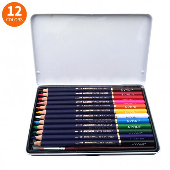 NYONI Professional Watercolor Pencils Set 12/24/36/48/72/100 Colored Pencils Water Soluble Color Pencils with Brush and Metal Box Art Supplies for Children Students Artists Adults for Drawing Sketching Painting Coloring Books NYONI Professional Watercolor Pencils Set 12/24/36/48/72/100 Colored Pencils Water Soluble Color Pencils with Brush and Metal Box Art Supplies for Children Students Artists Adults for Drawing Sketching Painting Coloring Books