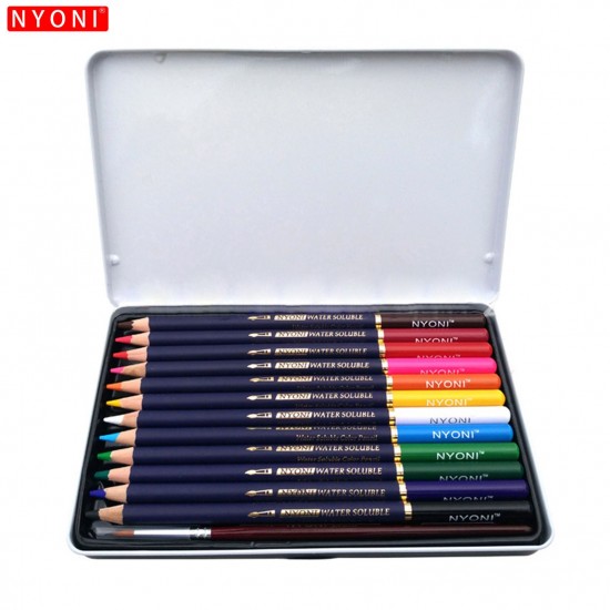 NYONI Professional Watercolor Pencils Set 12/24/36/48/72/100 Colored Pencils Water Soluble Color Pencils with Brush and Metal Box Art Supplies for Children Students Artists Adults for Drawing Sketching Painting Coloring Books NYONI Professional Watercolor Pencils Set 12/24/36/48/72/100 Colored Pencils Water Soluble Color Pencils with Brush and Metal Box Art Supplies for Children Students Artists Adults for Drawing Sketching Painting Coloring Books