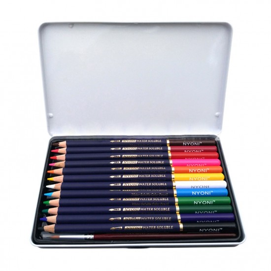 NYONI Professional Watercolor Pencils Set 12/24/36/48/72/100 Colored Pencils Water Soluble Color Pencils with Brush and Metal Box Art Supplies for Children Students Artists Adults for Drawing Sketching Painting Coloring Books NYONI Professional Watercolor Pencils Set 12/24/36/48/72/100 Colored Pencils Water Soluble Color Pencils with Brush and Metal Box Art Supplies for Children Students Artists Adults for Drawing Sketching Painting Coloring Books