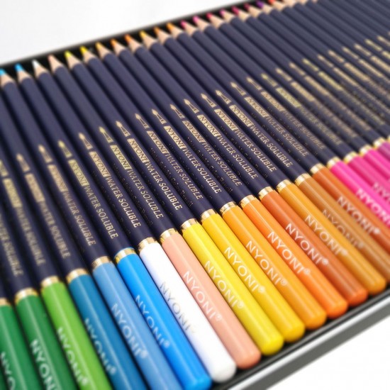 NYONI Professional Watercolor Pencils Set 12/24/36/48/72/100 Colored Pencils Water Soluble Color Pencils with Brush and Metal Box Art Supplies for Children Students Artists Adults for Drawing Sketching Painting Coloring Books NYONI Professional Watercolor Pencils Set 12/24/36/48/72/100 Colored Pencils Water Soluble Color Pencils with Brush and Metal Box Art Supplies for Children Students Artists Adults for Drawing Sketching Painting Coloring Books