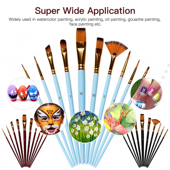 10pcs Paint Brushes Set Kit Artist Paintbrush Multiple Mediums Brushes with Nylon Hair for Artist Acrylic Aquarelle Watercolor Gouache Oil Painting for Great Art Drawing Supplies 10pcs Paint Brushes Set Kit Artist Paintbrush Multiple Mediums Brushes with Nylon Hair for Artist Acrylic Aquarelle Watercolor Gouache Oil Painting for Great Art Drawing Supplies