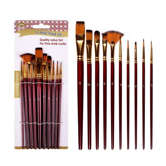 10pcs Paint Brushes Set Kit Artist Paintbrush Multiple Mediums Brushes with Nylon Hair for Artist Acrylic Aquarelle Watercolor Gouache Oil Painting for Great Art Drawing Supplies 10pcs Paint Brushes Set Kit Artist Paintbrush Multiple Mediums Brushes with Nylon Hair for Artist Acrylic Aquarelle Watercolor Gouache Oil Painting for Great Art Drawing Supplies