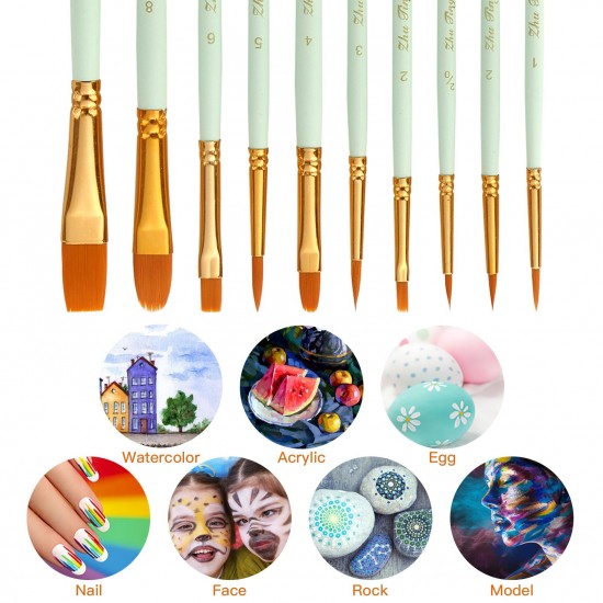 10pcs Professional Artist Paint Brushes Set Nylon Hair Delicate Wooden Handle Paintbrushes Art Supplies Gift for Children Adults Beginners for Acrylic Oil Watercolor Gouache Nail Body Face Miniature Detail Rock Painting 10pcs Professional Artist Paint Brushes Set Nylon Hair Delicate Wooden Handle Paintbrushes Art Supplies Gift for Children Adults Beginners for Acrylic Oil Watercolor Gouache Nail Body Face Miniature Detail Rock Painting