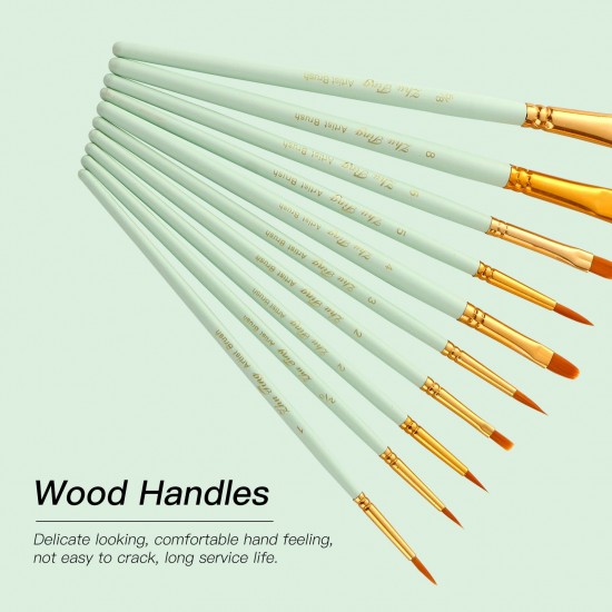 10pcs Professional Artist Paint Brushes Set Nylon Hair Delicate Wooden Handle Paintbrushes Art Supplies Gift for Children Adults Beginners for Acrylic Oil Watercolor Gouache Nail Body Face Miniature Detail Rock Painting 10pcs Professional Artist Paint Brushes Set Nylon Hair Delicate Wooden Handle Paintbrushes Art Supplies Gift for Children Adults Beginners for Acrylic Oil Watercolor Gouache Nail Body Face Miniature Detail Rock Painting