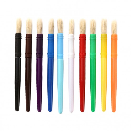 10pcs Round Tip Colorful Paint Brushes Set Bristle Hair Chubby Plastic Handle Paintbrush Easy to Clean Art Supplies Gift for Children Adults Drawing Painting 10pcs Round Tip Colorful Paint Brushes Set Bristle Hair Chubby Plastic Handle Paintbrush Easy to Clean Art Supplies Gift for Children Adults Drawing Painting
