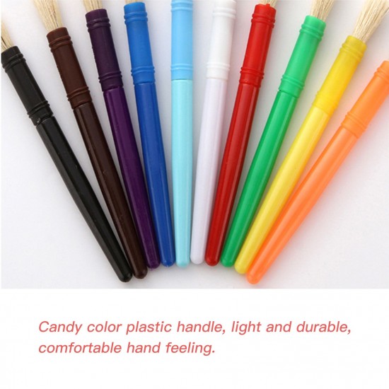 10pcs Round Tip Colorful Paint Brushes Set Bristle Hair Chubby Plastic Handle Paintbrush Easy to Clean Art Supplies Gift for Children Adults Drawing Painting 10pcs Round Tip Colorful Paint Brushes Set Bristle Hair Chubby Plastic Handle Paintbrush Easy to Clean Art Supplies Gift for Children Adults Drawing Painting