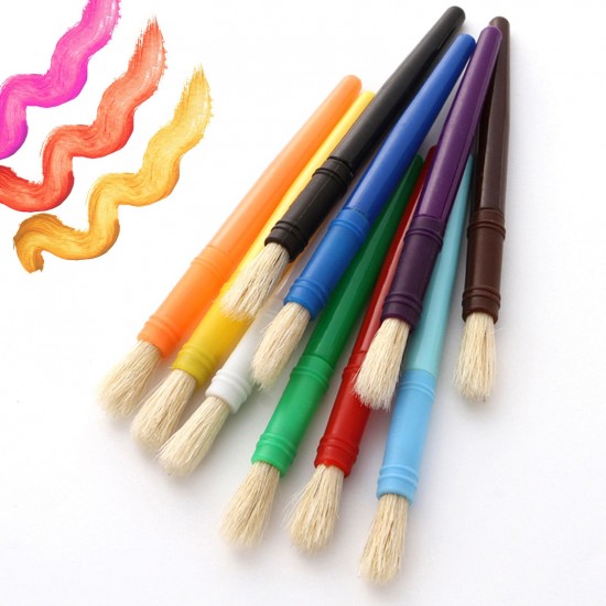 10pcs Round Tip Colorful Paint Brushes Set Bristle Hair Chubby Plastic Handle Paintbrush Easy to Clean Art Supplies Gift for Children Adults Drawing Painting 10pcs Round Tip Colorful Paint Brushes Set Bristle Hair Chubby Plastic Handle Paintbrush Easy to Clean Art Supplies Gift for Children Adults Drawing Painting
