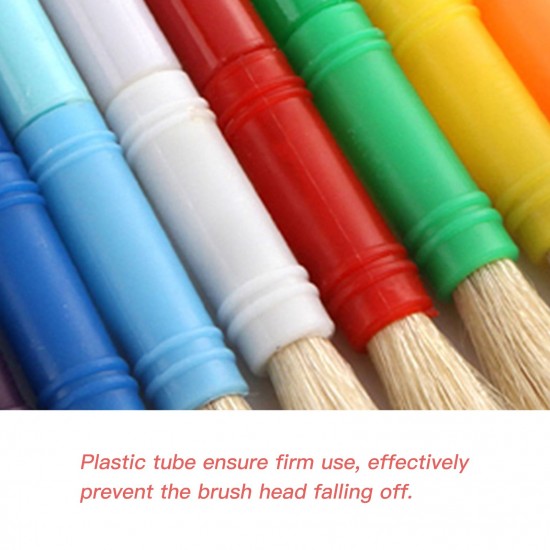 10pcs Round Tip Colorful Paint Brushes Set Bristle Hair Chubby Plastic Handle Paintbrush Easy to Clean Art Supplies Gift for Children Adults Drawing Painting 10pcs Round Tip Colorful Paint Brushes Set Bristle Hair Chubby Plastic Handle Paintbrush Easy to Clean Art Supplies Gift for Children Adults Drawing Painting
