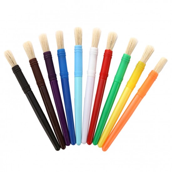 10pcs Round Tip Colorful Paint Brushes Set Bristle Hair Chubby Plastic Handle Paintbrush Easy to Clean Art Supplies Gift for Children Adults Drawing Painting 10pcs Round Tip Colorful Paint Brushes Set Bristle Hair Chubby Plastic Handle Paintbrush Easy to Clean Art Supplies Gift for Children Adults Drawing Painting