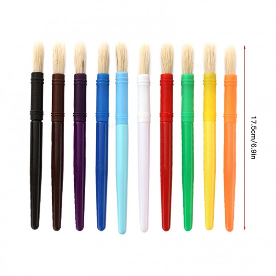 10pcs Round Tip Colorful Paint Brushes Set Bristle Hair Chubby Plastic Handle Paintbrush Easy to Clean Art Supplies Gift for Children Adults Drawing Painting 10pcs Round Tip Colorful Paint Brushes Set Bristle Hair Chubby Plastic Handle Paintbrush Easy to Clean Art Supplies Gift for Children Adults Drawing Painting