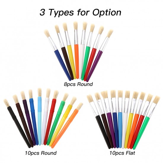 10pcs Round Tip Colorful Paint Brushes Set Bristle Hair Chubby Plastic Handle Paintbrush Easy to Clean Art Supplies Gift for Children Adults Drawing Painting 10pcs Round Tip Colorful Paint Brushes Set Bristle Hair Chubby Plastic Handle Paintbrush Easy to Clean Art Supplies Gift for Children Adults Drawing Painting