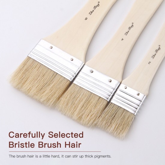 3pcs Professional Flat Paintbrush Set Bristle Paint Brush Wooden Handle Artist Paint Tool for Acrylic Oil Gouache Watercolor Wall Arts and Craft Painting DIY Projects Household Clean 3pcs Professional Flat Paintbrush Set Bristle Paint Brush Wooden Handle Artist Paint Tool for Acrylic Oil Gouache Watercolor Wall Arts and Craft Painting DIY Projects Household Clean